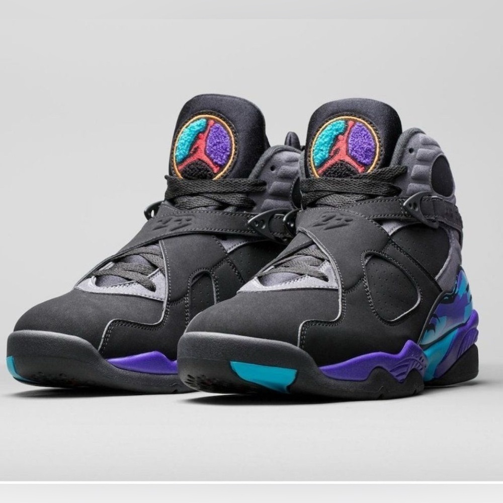 JORDAN Multicolor, Men's 8 Retro GS Aqua Sneakers Size 10